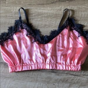 Satin Crop w/ Black Lace